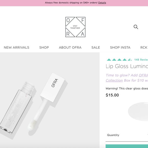 Ofra Cosmetics Luminous Lips Lip Gloss Clear BNIB - Picture 3 of 7